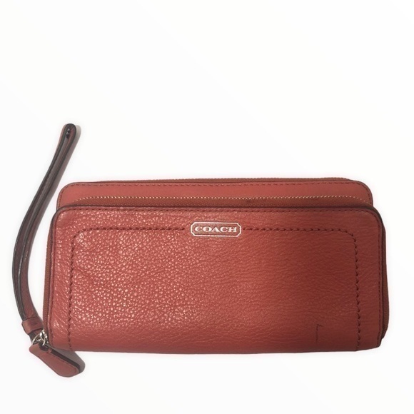 Coach double zipper wristlet clutch bag wallet